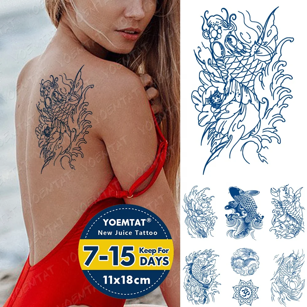 

Wholesale long lasting ink tattos fish body temporary tattoo sticker, Cmyk