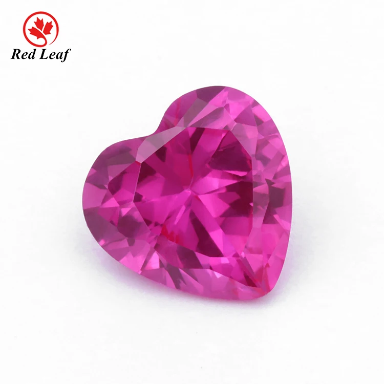 

Redleaf Jewelry Factory price Loose Gems 5A quality Corundum Product Heart Shape Synthetic Gemstone 3# Stone Gems Ruby