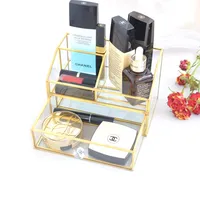 

Home New glass brass acrylic handle Clear Brushes Holder makeup storage organizer
