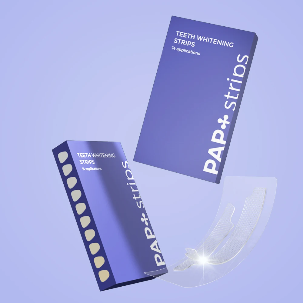 

CE Approved 12%PAP No Sensitive Vegan Teeth Whitening Strips Private Label 28Pouches