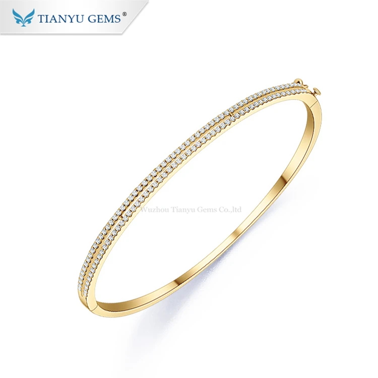 

Tianyu Gems bracelet custom 14k 18k pure yellow gold with synthesis diamond for girls