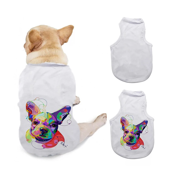 

A2798 Thermal Transfer Printing Dog Wear Clothing Wholesale Custom Singlet Blank White Pet T-shirt Pets Vest Clothes