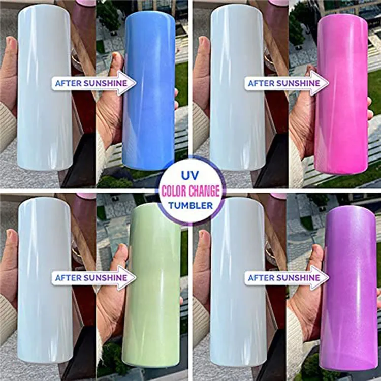 

Rainbow Glitter Uv Glowing Color Changing And Glow In The Dark Skinny Straight Sublimation Blanks Tumblers