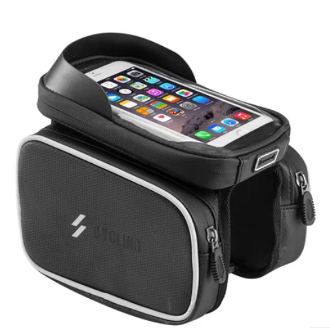 

OEM TPU 6.2 inch Cellphone Waterproof Novelty Bike Bicycle Frame Front Head Top Tube Pouch Cycling Cell Phone Bag Case, Black