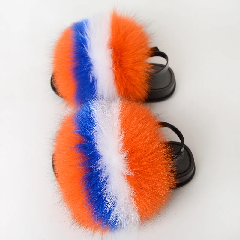 
Multicolor Genuine Super Soft Fox Children Fur Sandals Shoes Kids Fur Sandals Shoes Baby Fur Sandals 