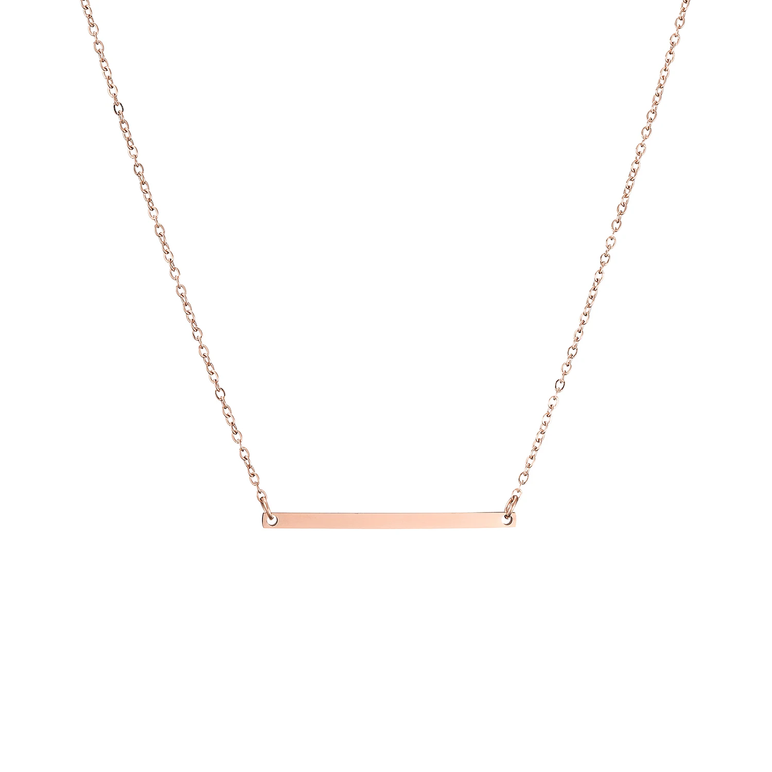 

Latest Design Stainless Steel Jewellery gift custom Long Thin Chain Necklace 30MM Width Bar Blank Bar Pendant, Rose gold, 14k gold, silver