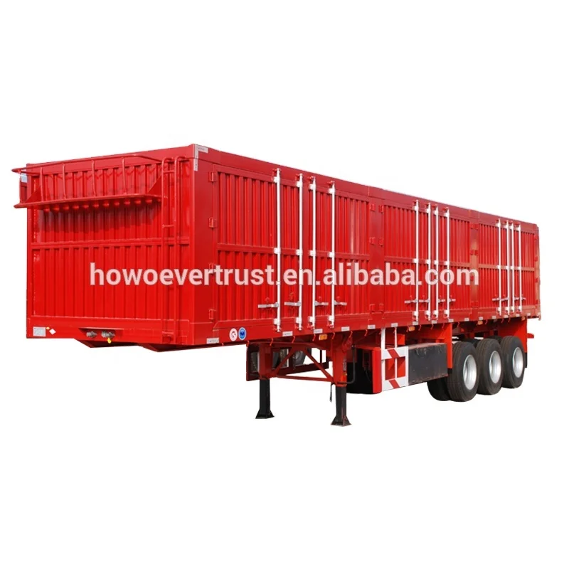 2018 low price high quality 3 axle 60 ton cargo box van semi trailer for sale