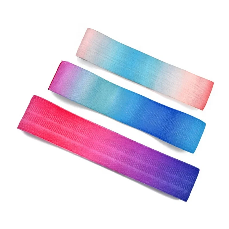 

3 Pcs Set Promotional Hip Circle Fabric Cotton Gradient Pull Up Assistance Gym Home Fitness Elastic Custom Logo Exercise Bands, Purple red blue or custom color