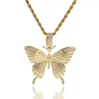 

Hot sale CZ iced out jewelry butterfly pendant fashion jewelry diamond pendant