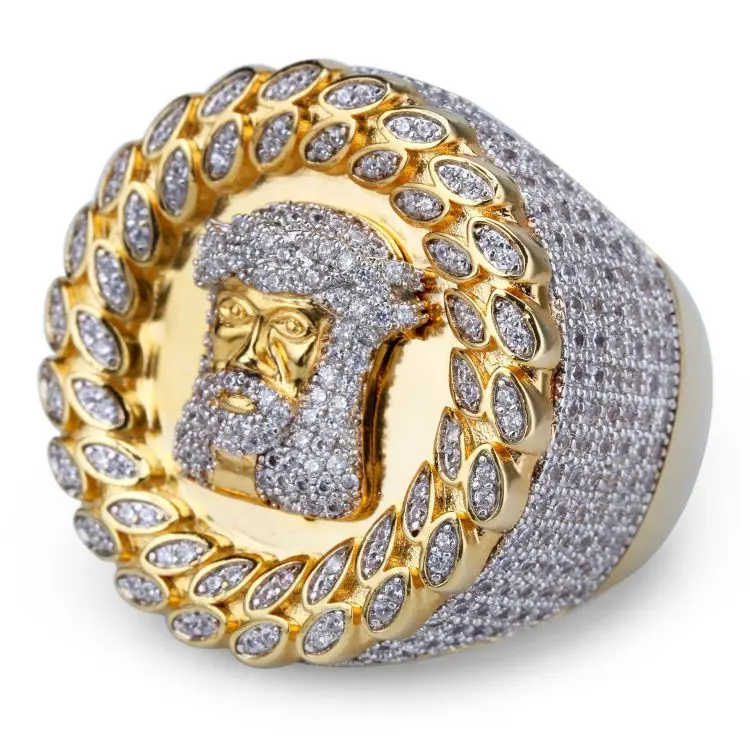

Jesus Head Men'S Ring Personality Exaggerated Iced Out Rings, See picture