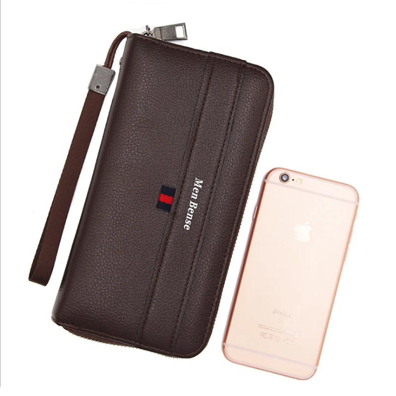 

Hot selling Long Wallet PU leather men wallets Length business Decoration zip money clip phone bag clutch