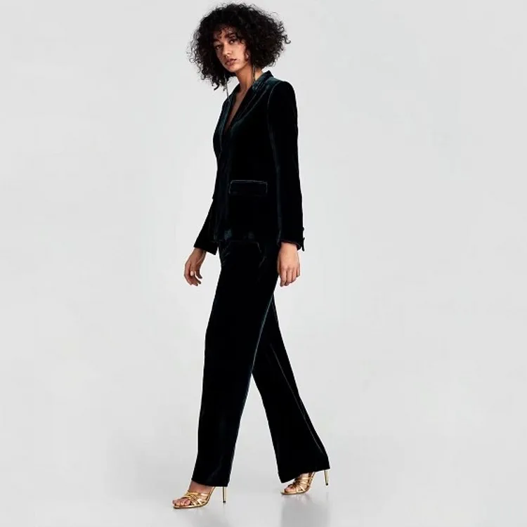 

Casual winter office velvet plain blazer coat for ladies