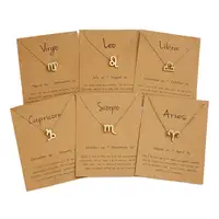 

Welwish Wholesale Gift Jewelry New 12 Zodiac Letter Design Creative Simple Sign Necklace