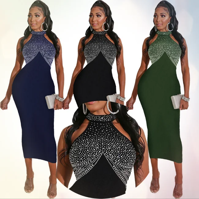 

Women Dresses Sexy Bodycon Backless Sparkle Diamonds Clubwear Ladies Party Club Dresses Nightclub Wholesale 2021Fashion Clothing, Picture color