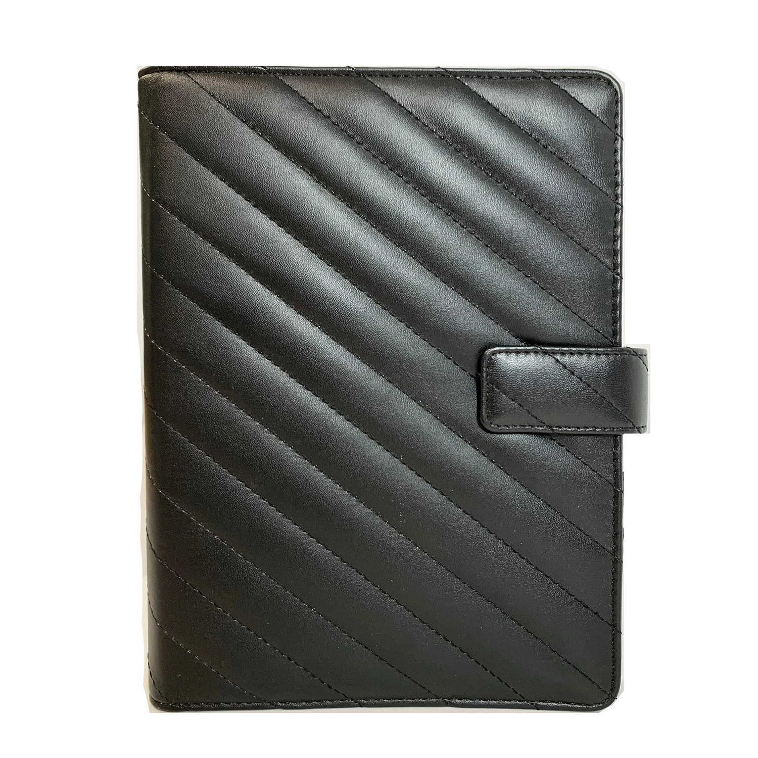

Fashion design A5 6 Ring Binder Black Quilt Leather Planner cover Organizer writing note Diary