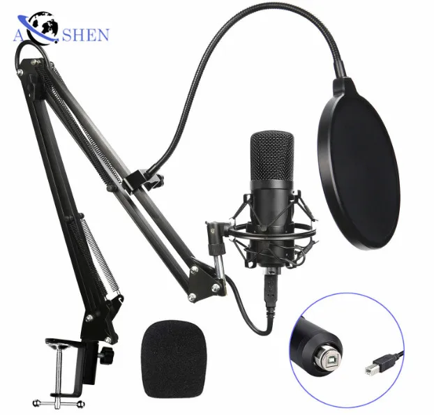 

OEM USB Professional Condenser Microphone Sound Card BM800 Set Recording Studio Microphone For Computer Laptop Mic Kit