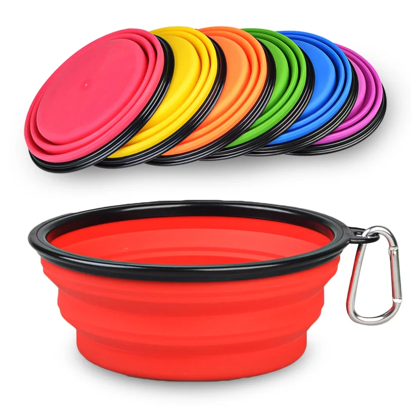 

folding non-stick stackable food silicone pet bowl