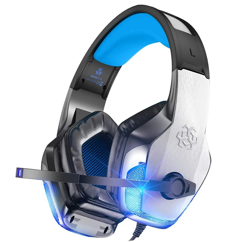 

HUNTERSPIDER V4 Gaming Headset Blue Audifonos Gamer Headphones With Microphone And RGB