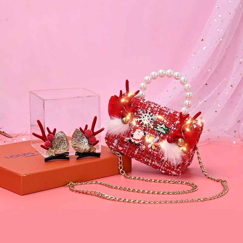 

Fancy Cute Purse Antler Hair Clips Fashion Bags Christmas Mini Handbag Wholesale