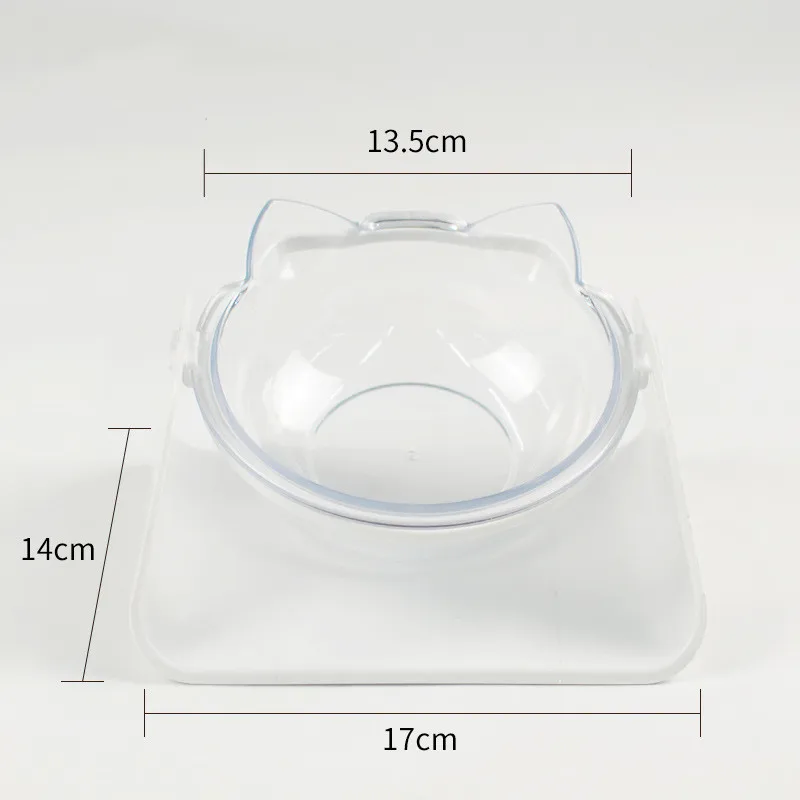 

2021 New Adjustable Plastic Food Pet Bowl Food Pet Bowl Oblique Mouth Transparent Cat Bowl, As picture