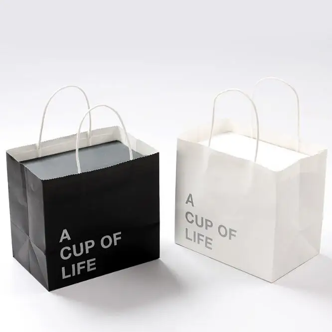 

Custom Logo Cardboard Matt Kraft Retail Business Shopping Black Boutique Paper Bag with Handles