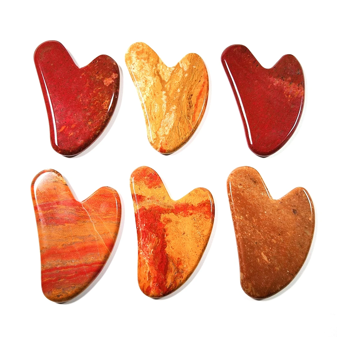 

wholesale natural jade stone heart shape mookaite jasper gua sha massage tool