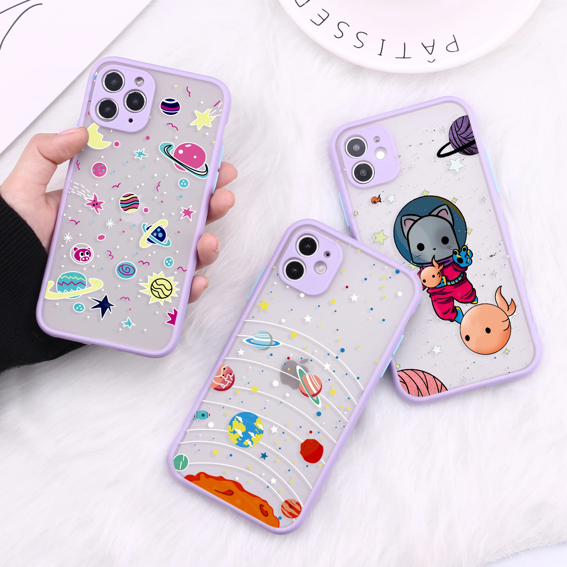 宇宙之星星空卡通皮肤感觉时尚风格案例适用于iphone 11 pro 8 8plus