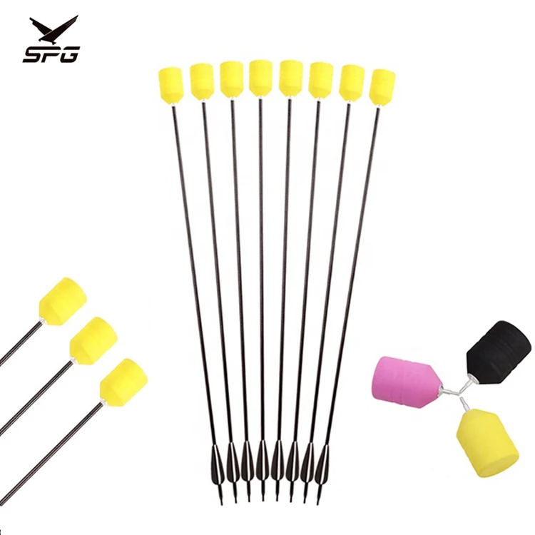 

SPG Archery CS Shooting Game Arrow Safty Heads Sponge Foam Tips Archery Tag Arrows, Black/yellow/pink
