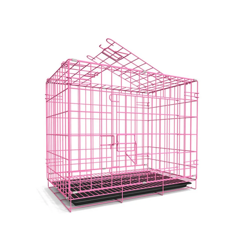 

Stainless Dog Cage Stackable Kennel with Lock System Commercial Kennels Wire Mesh Dog Crate Runs, Black, pink, silver