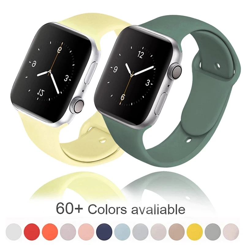 

Soft Silicone Band for Apple Watch SE Series 6 5 4 3 2 1 38MM 42MM Rubber Watchband Strap for iWatch 4/5 40MM 44MM, More than 61 colors