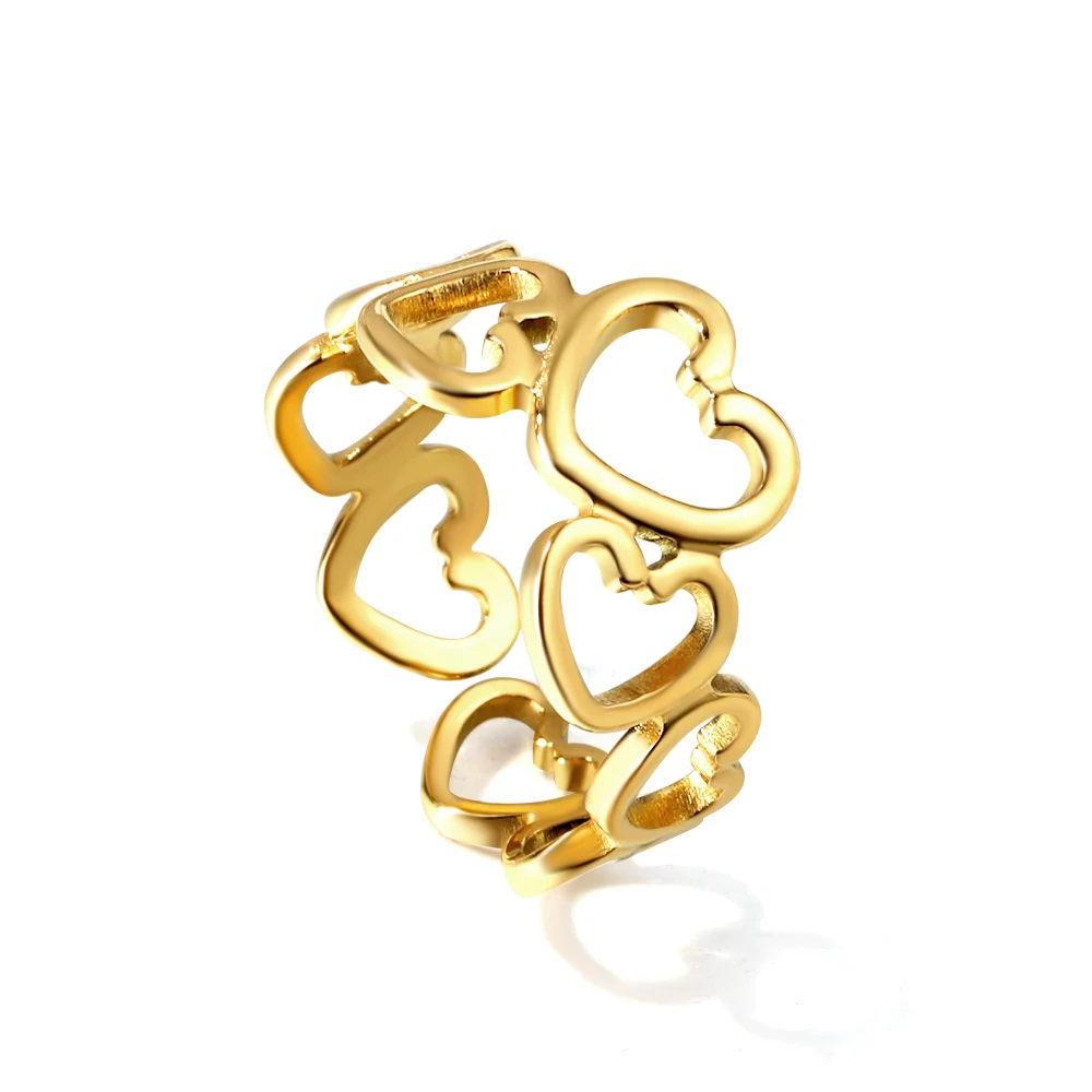 

Minimalist Fashion Stainless steel Syeel Wedding Cheap 18k gold plated love rings Jewelry Women