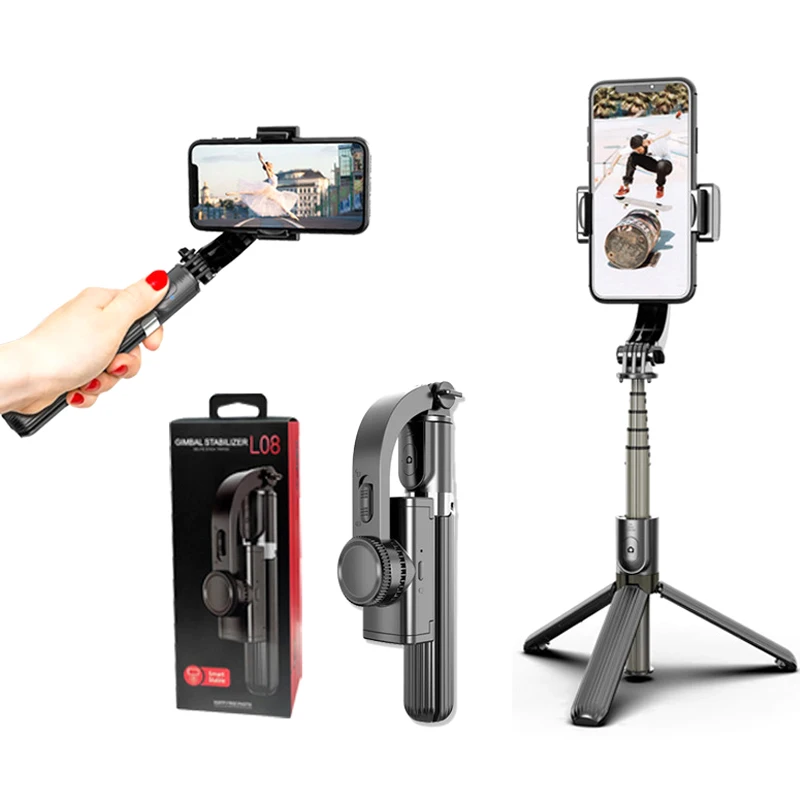 

Foldable Handheld Wireless Remote Control Mobile Phone anti-shake selfie stick gimbal stabilizer l08 tripod stand