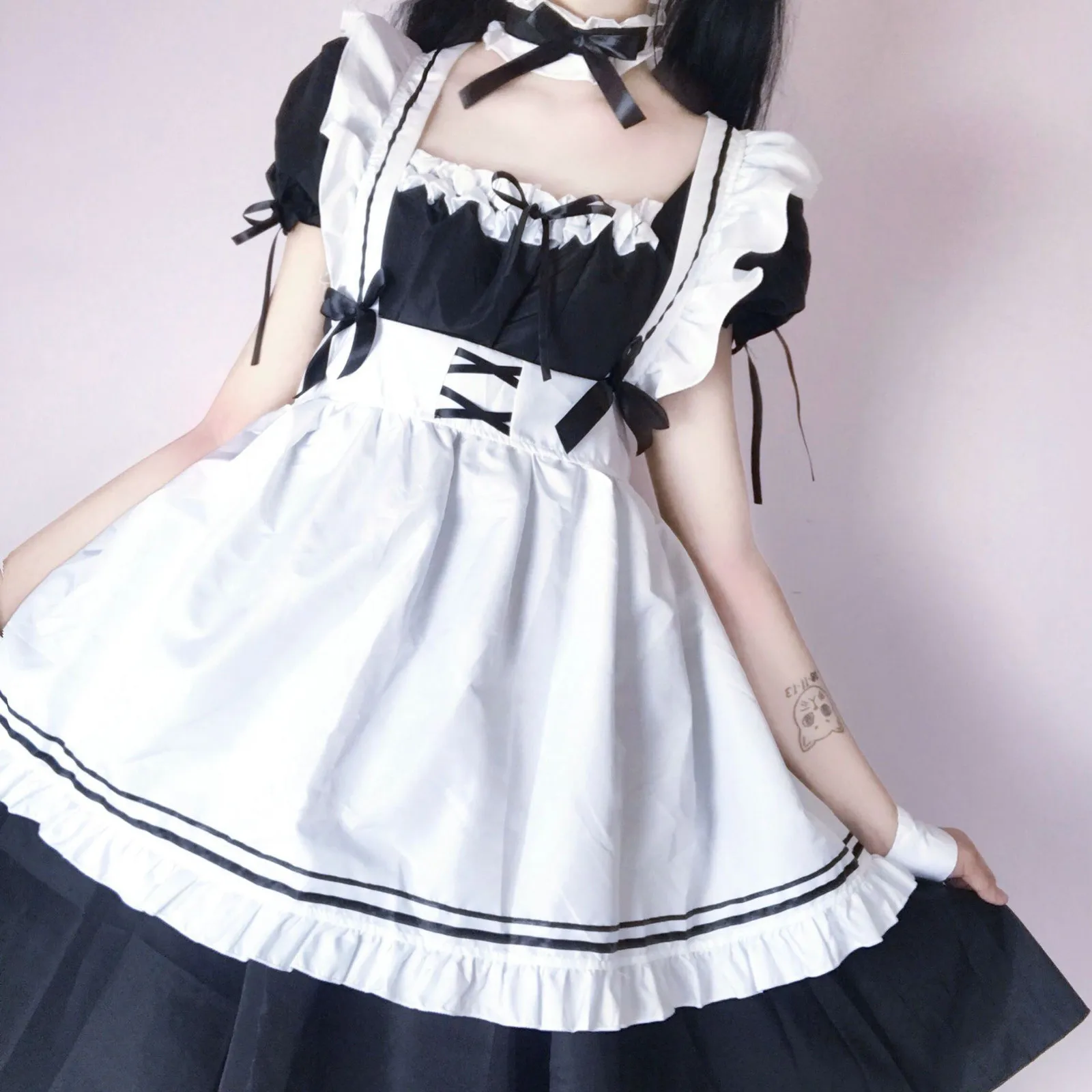 

2021 Black Cute Lolita Maid Costumes Girls Women Lovely Maid Cosplay Costume Animation Show Japanese Outfit Dress Clothes