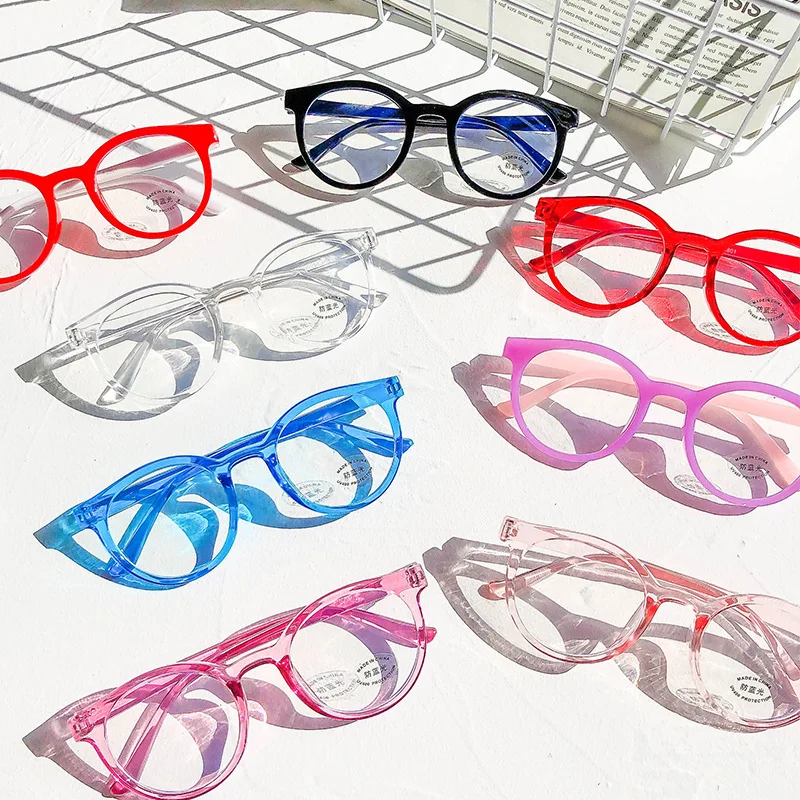 

Fashion kids eyeglasses frame children clear circle shape anti blue light blocking frames glasses for 3 to 8 years boys girls, Picture shows