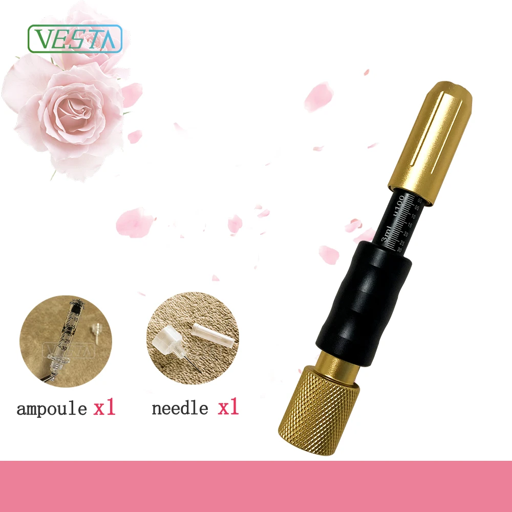 

Vesta factory price hyaluronic pen mesotherapy no needle injection hyaluronic pen painless with ce certificate, Black gold