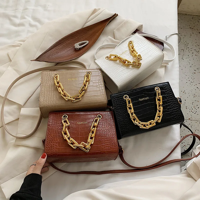 

Original women handbag new crocodile pattern retro chain diagonal small bag