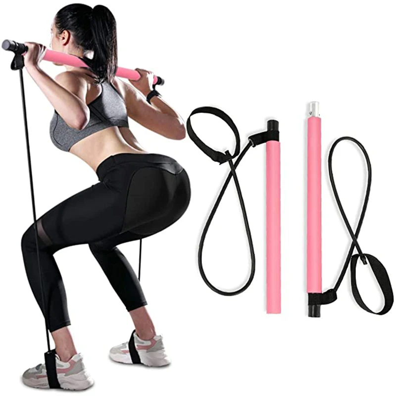 

Pilates Fitness Stick fit Resistance Bands Trainer Yoga Rods Pull Rope Home Gym Sport Body Workout Toning Bar