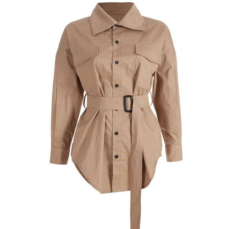 

Wholesale fashion style women casual trench coat khaki lapel collar women trench coat