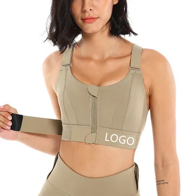

GUTASHYE Magic Velcro Free Adjustment Sport Bra Large Zip Vest Fitness High Strength Shockproof Underwear Plus Size Sport Top, Customized colors