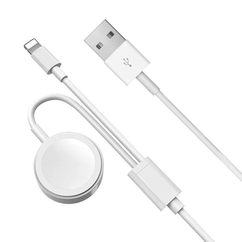 

2 In 1 Smart Watch Charger USB Charging Cable for iPhone Magnetic Wireless Charger for Apple Watch 6 5 4 3 2 1, White