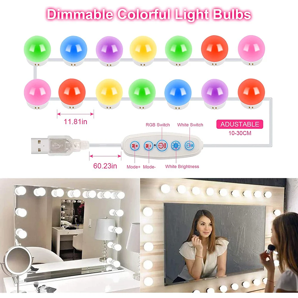 

14/ 10 Bulbs Multi Color Hollywood Led LIghts Dimmable Makeup Mirror Led Light Vanities