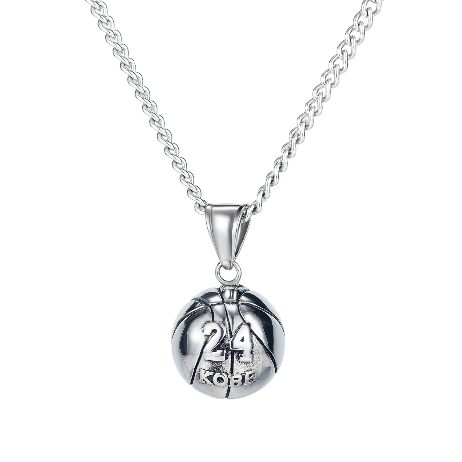 

Black Mamba Classic Stainless Steel No. 24 Basketball Pendant Necklace For Men TX1693