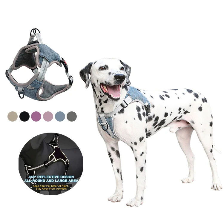 

Customized Reflective Logo Dog Harness Reversible Dog Harness Easy to Wear