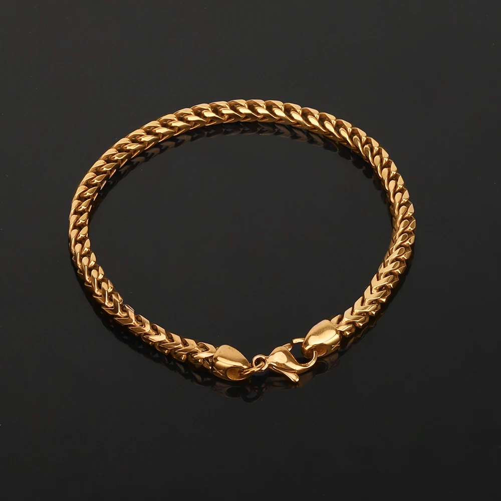 

Classic Style Plain PVD Rose Gold Plated Stainless Steel Link Chain Bracelet For Men, Customized color