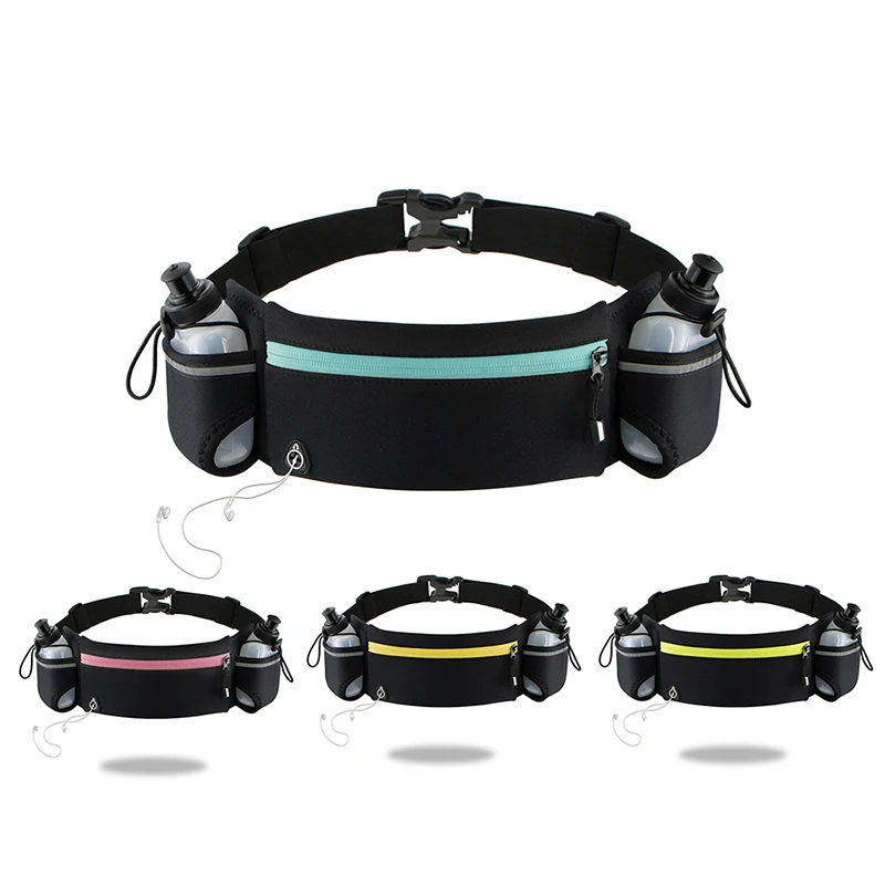 

Neoprene Adjustable waterproof Multifunctional sports waist bag fanny pack running belt with water bottle, Customized color