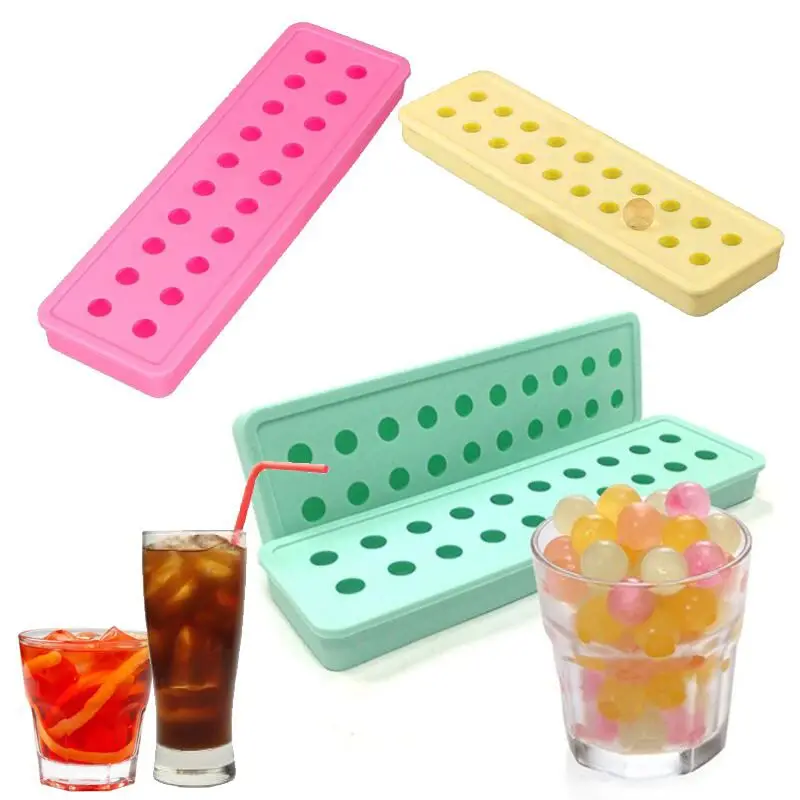 

New Products Multifunction Food Grade 20 Grids Silicone Sphere Shape Ice Mold For Ice Cube Mold DIY Whisky Cocktail, Yellow,green,pink