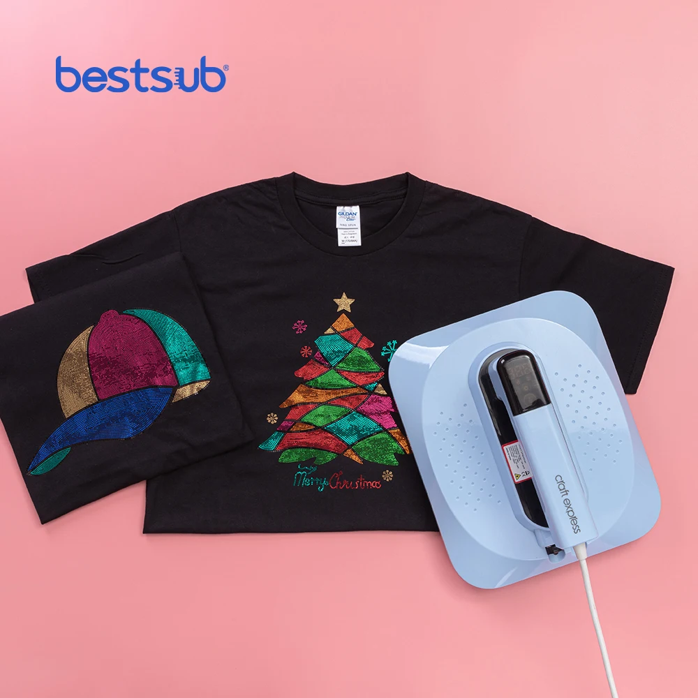 

BestSub Craft Express Sublimation Transfer T Shirt Face Mask Plane Products Small Portable Heat Press Printing Machine