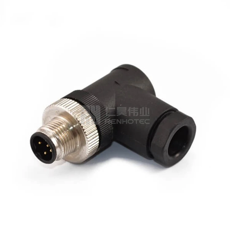 

M12 Connector 5 Pin Right Angle B Code Male Plastic Assembly Sensor Plug