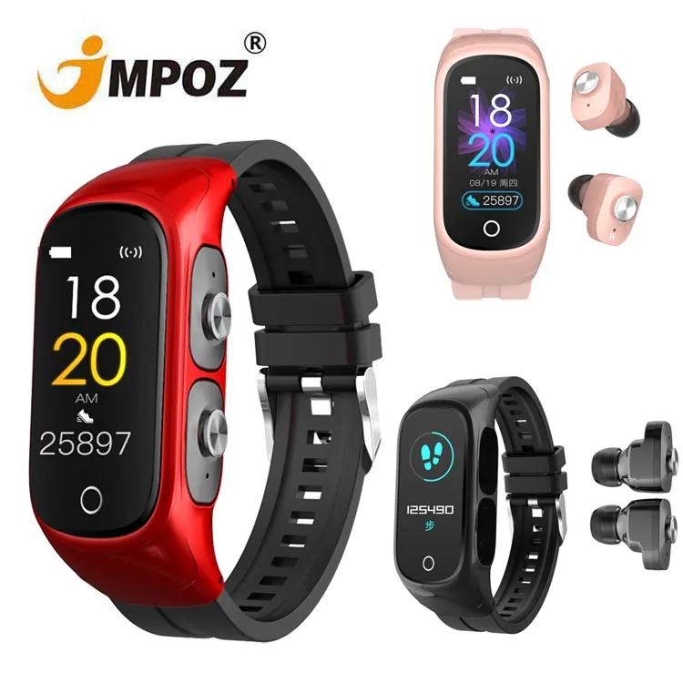 

2022 JMPOZ Heart Rate Fitness Tracker Blood Pressure Monitor Smartwatch 2 in 1 Earphone Men Women T89 M1 N8 Smart watch