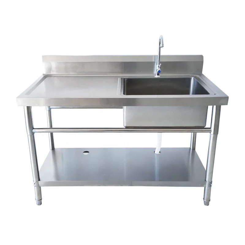 
Industrial Restaurant Commercial Stainless Steel Kitchen Sink With Backsplash 
